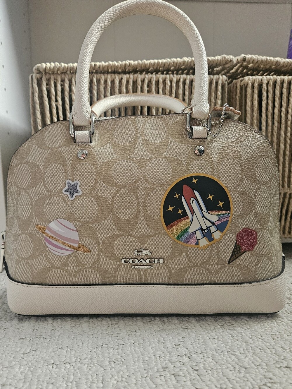 Coach Beige Mini Sierra Satchel with Space Patch Accents